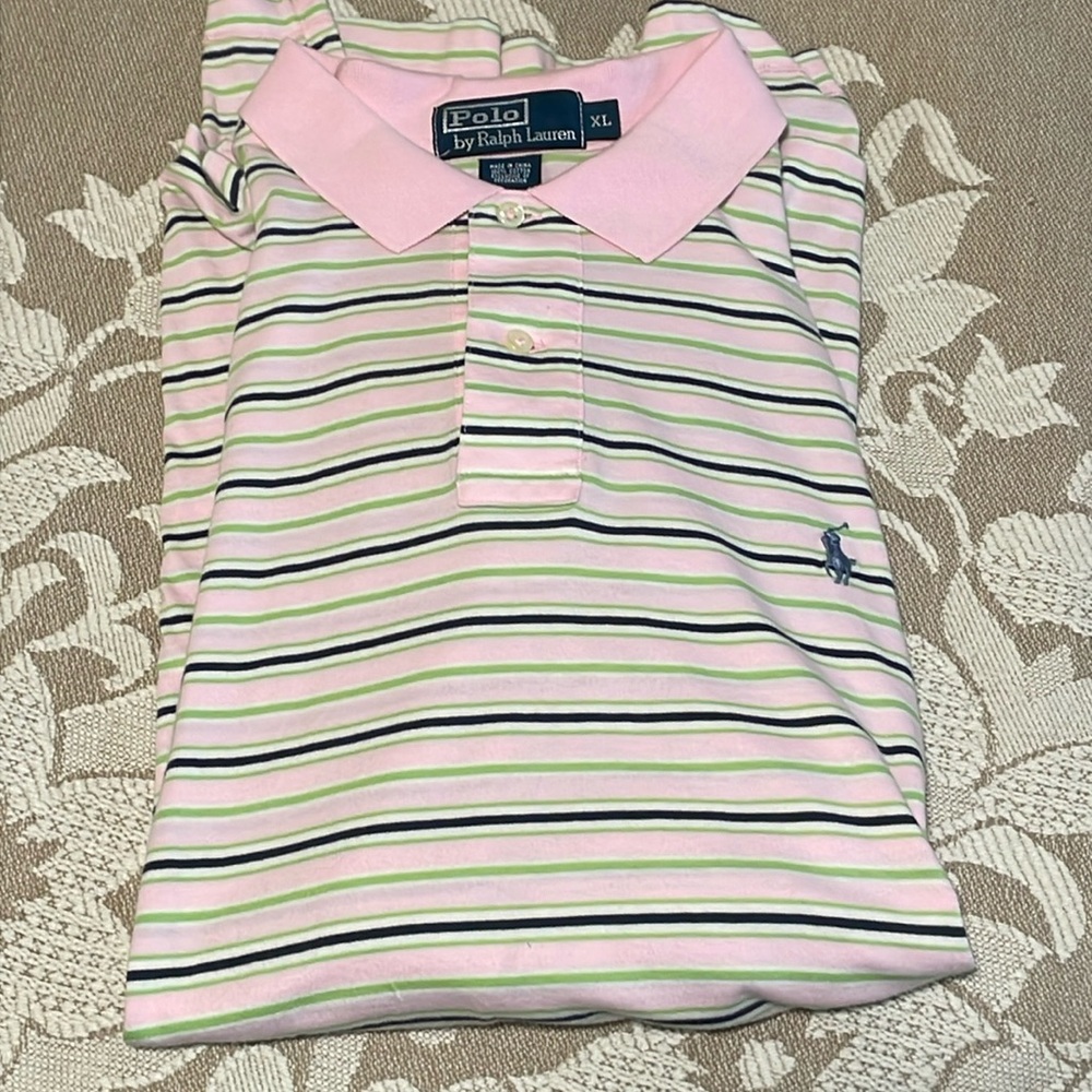 Men’s XL Polo by Ralph Lauren Pink and Green Classic Polo Shirt